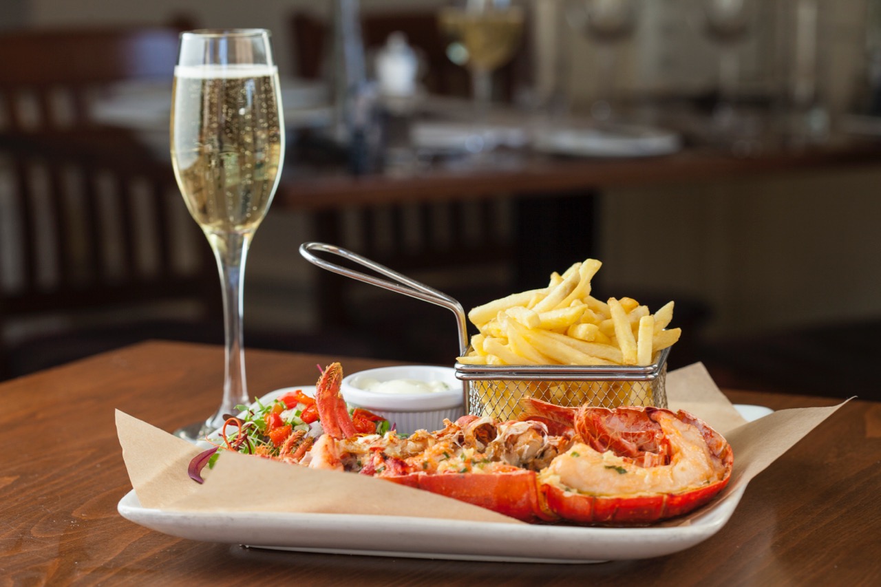 Lobster, chips and champagne