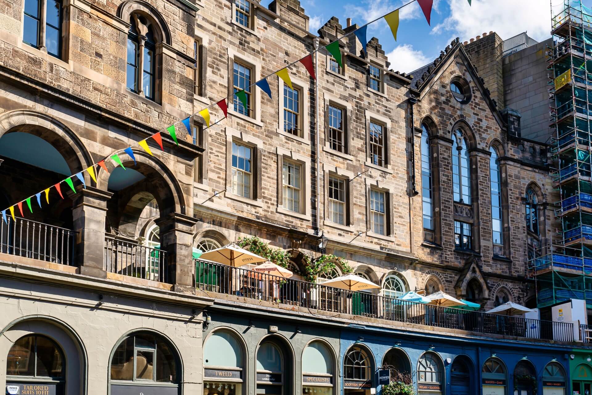 Scotts Kitchen terrace from below on Victoria Street, Edinburgh