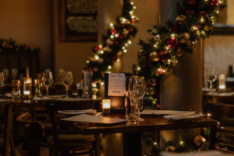 Christmas decorations at Howies Restaurants, Edinburgh