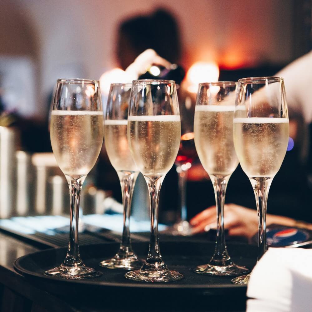 Champagne served at Howies Restaurant, Edinburgh