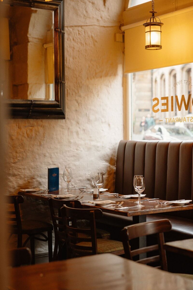 Table at Howies Restaurant, Victoria Street, Edinburgh