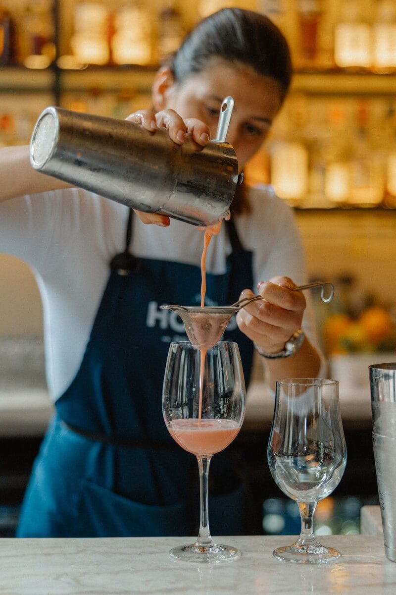 Drinks being served at Howies Restaurant, Victoria Street, Edinburgh