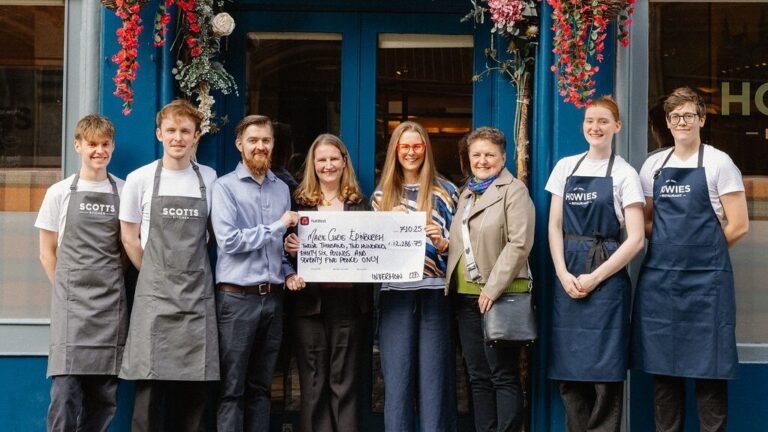 Howies Restaurants presents donation to Marie Curie