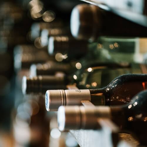 Bottles of wine in rack