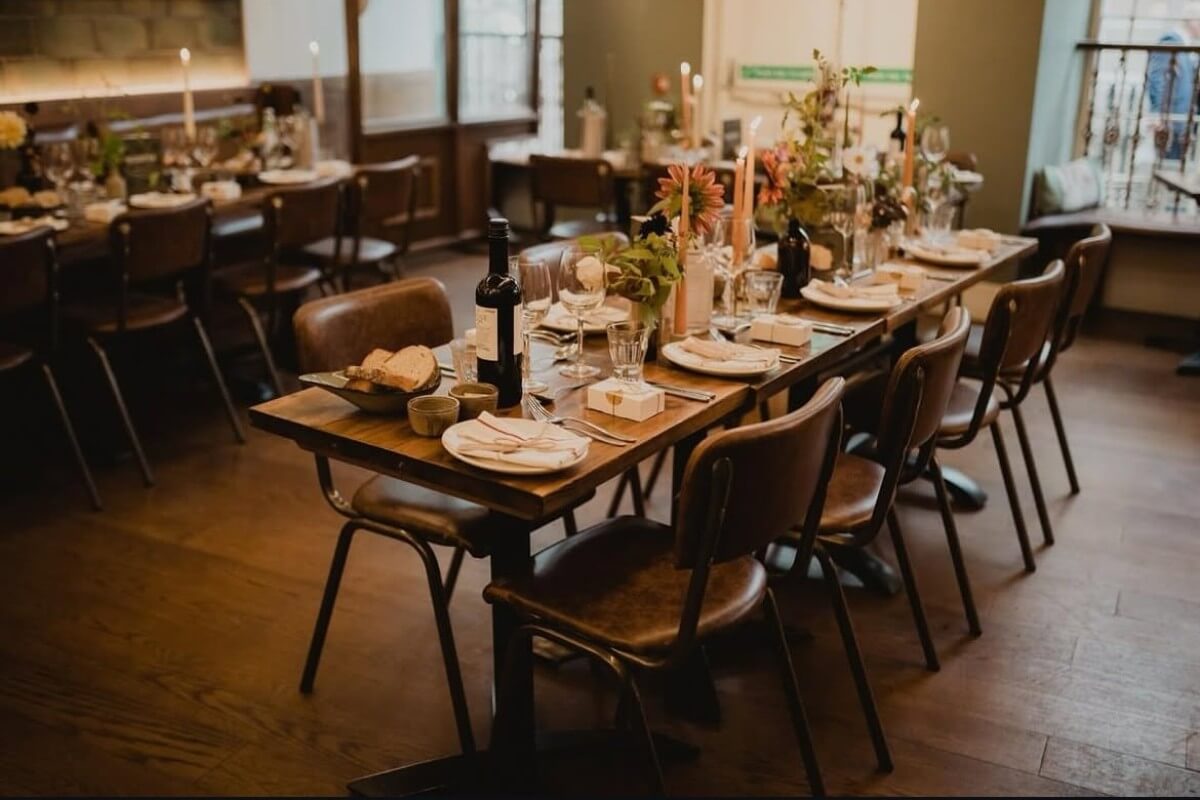 Table setting in Scotts Kitchen restaurant, Edinburgh
